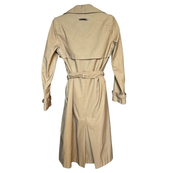 Sam Edelman Trench Coat Womens Small Beige Tan Double Breasted Belt Classic - Picture 3 of 8